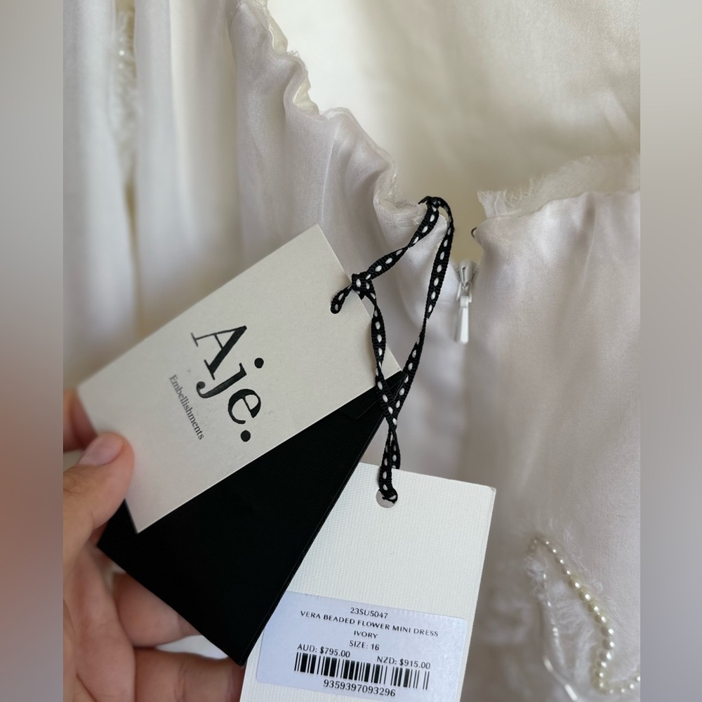 Aje off white Dress with Pearl Detail, size US 12, new with tags - Picture 5 of 10